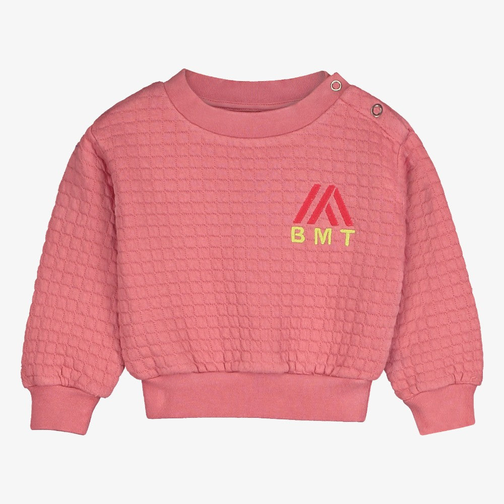 Quilted Embroidered Sweatshirt - Dusty Pink