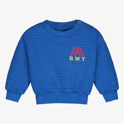 Quilted Embroidered Sweatshirt - Fresh Blue