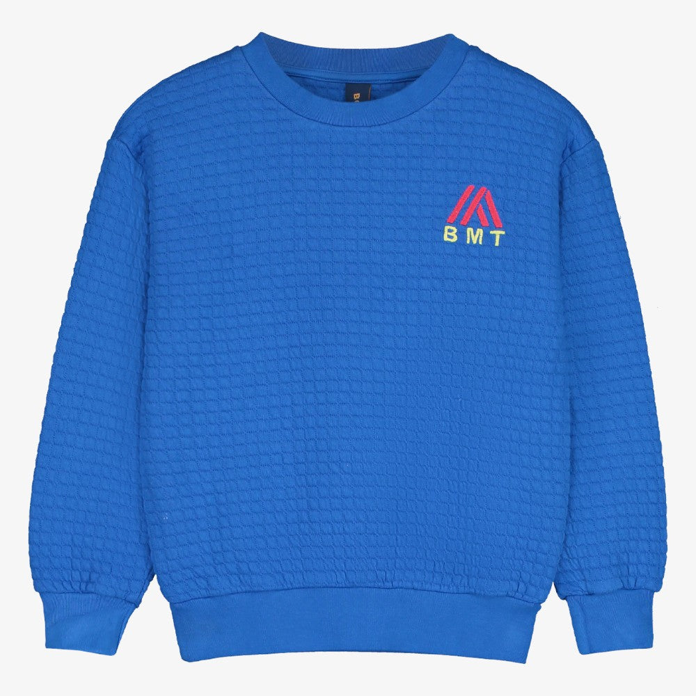 Quilted Embroidered Sweatshirt - Fresh Blue