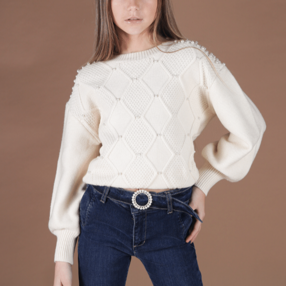 Pearl Cable Sweater - Butter