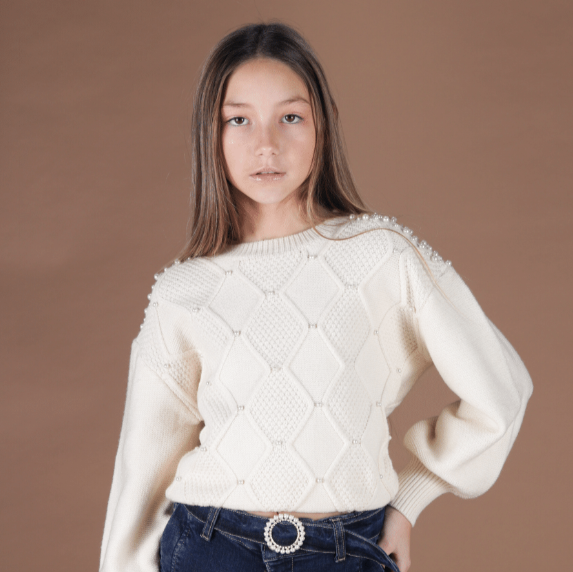 Pearl Cable Sweater - Butter