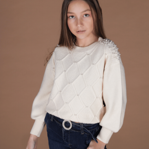 Pearl Cable Sweater - Butter