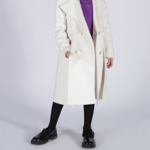 Double Logo Coat - Cream