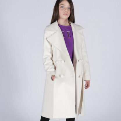 Double Logo Coat - Cream