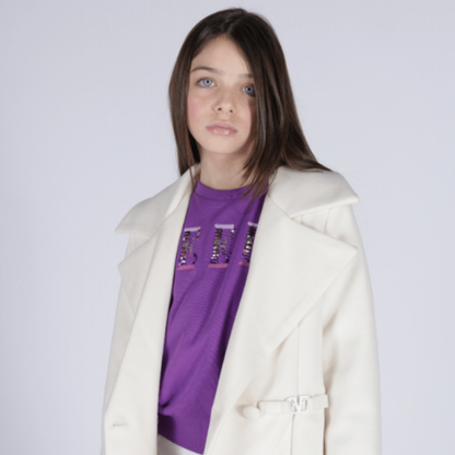 Double Logo Coat - Cream