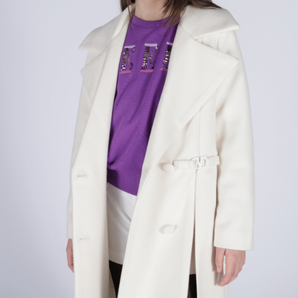 Double Logo Coat - Cream