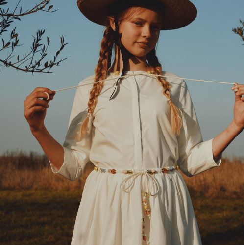 Beaded Blouse And Skirt - White