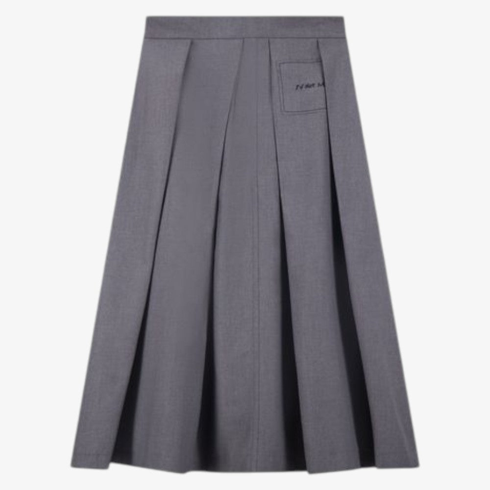 Pleated Wool Skirt - Grey