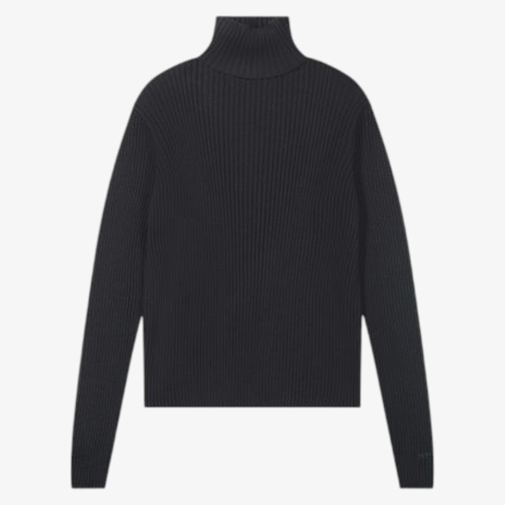 Rib Knit Turtleneck - Black