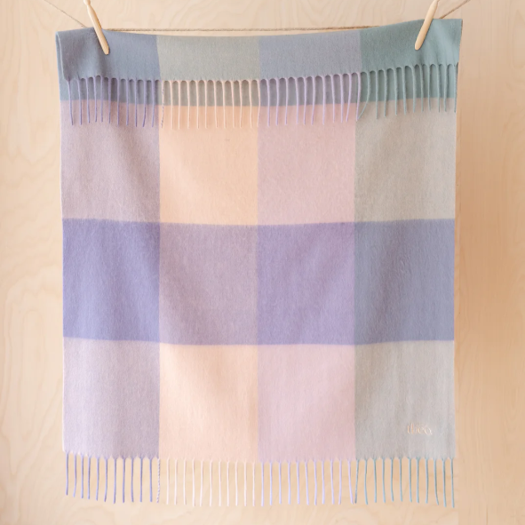 Lambswool Blanket - Lilac Block Check