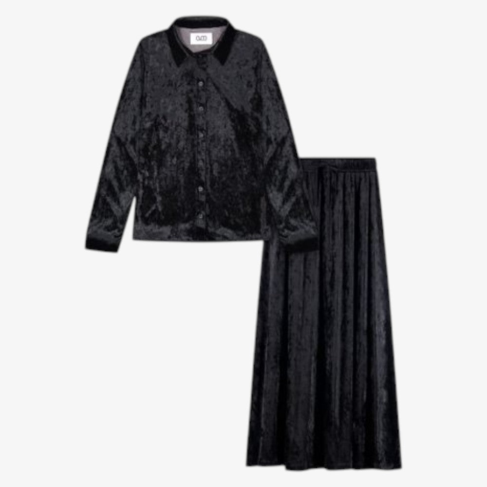 Velour Button Shirt - Black