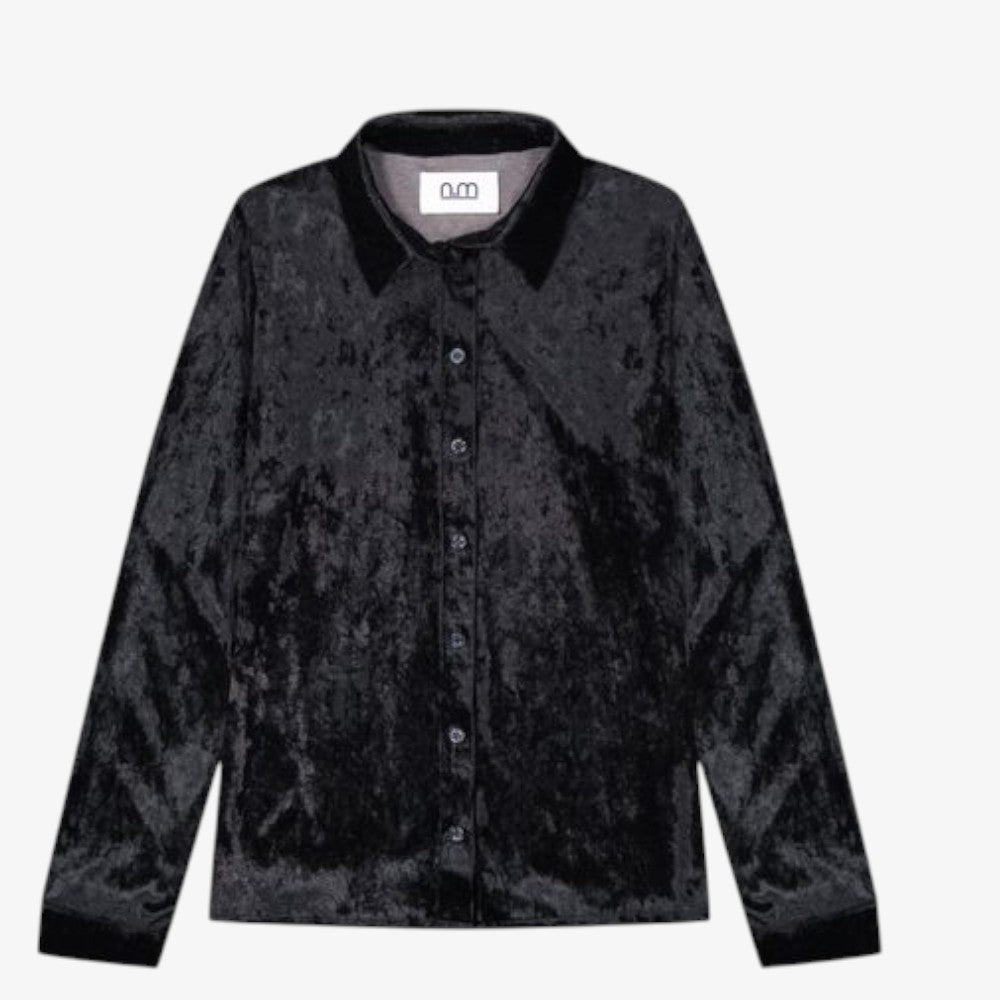 Velour Button Shirt - Black