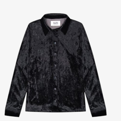 Velour Button Shirt - Black