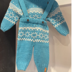 Jacquard Trouser With Straps - Turquoise