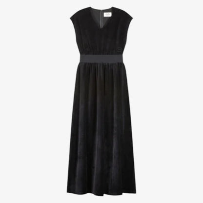 Velour Maxi Dress - Black
