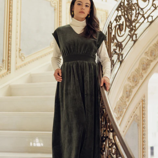 Velour Maxi Dress - Green