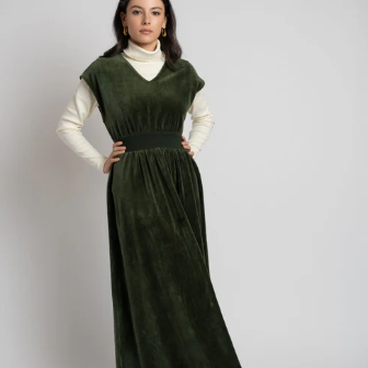 Velour Maxi Dress - Green