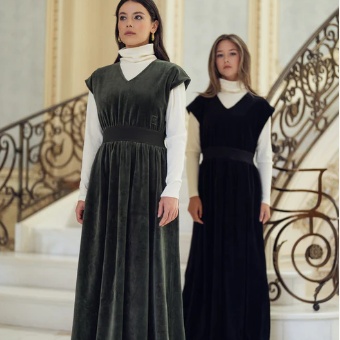 Velour Maxi Dress - Green
