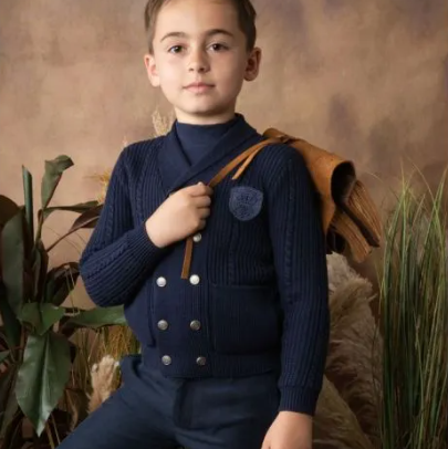 Cable Cardigan - Navy