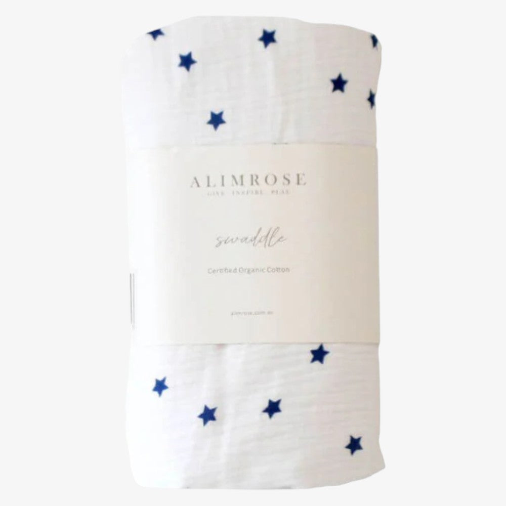Muslin Swaddle - Navy Stars
