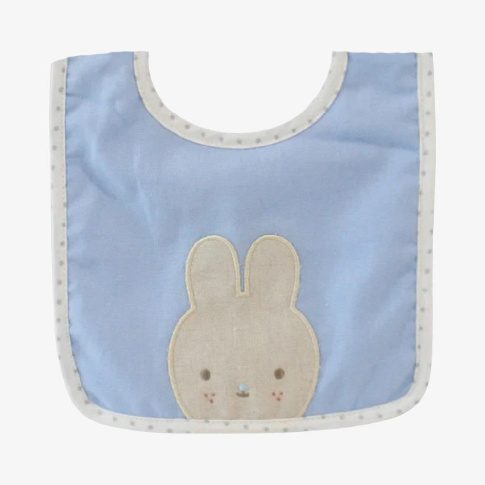 Linen Bunny Bib - Blue