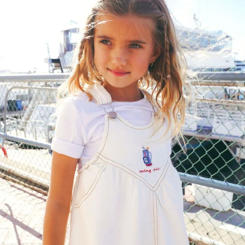 Pinafore Golf Dress - White