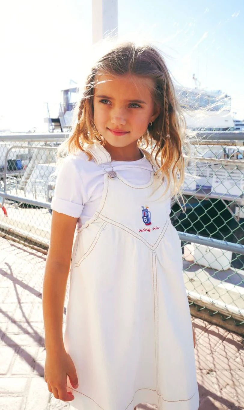 Pinafore Golf Dress - White