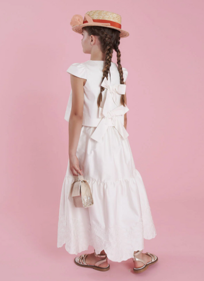 Embroidered Top And Skirt - Cream