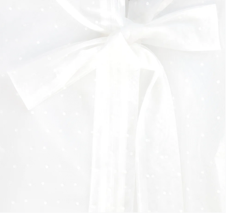 Swiss Dot Tie Blouse - White