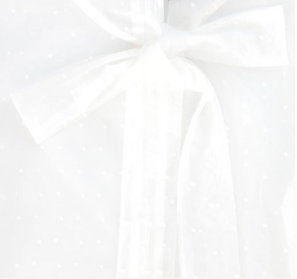 Swiss Dot Tie Blouse - White