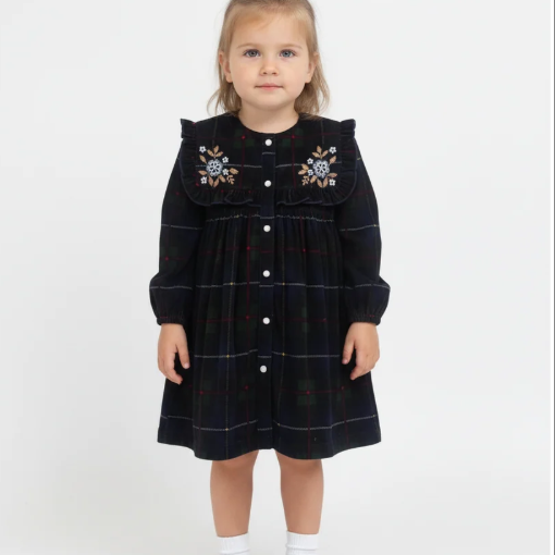 Holly Embroidered Dress - Green