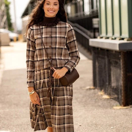 Lea Pleated Skirt - Plaid