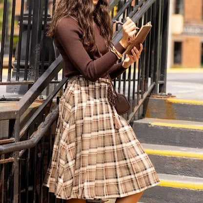Lea Pleated Skirt - Plaid