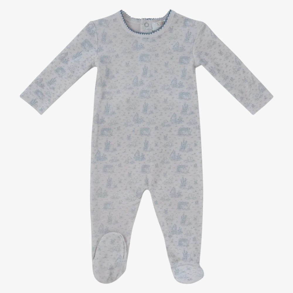 Woodland Toile Footie - Blue