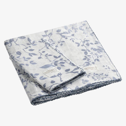 Swaddle And Burp Cloth Set - Blue Floral