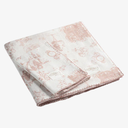 Swaddle And Burp Cloth Set - Toile Pink