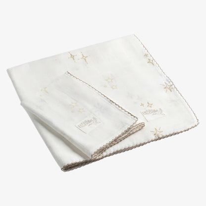 Swaddle And Burp Cloth Set - Taupe Star