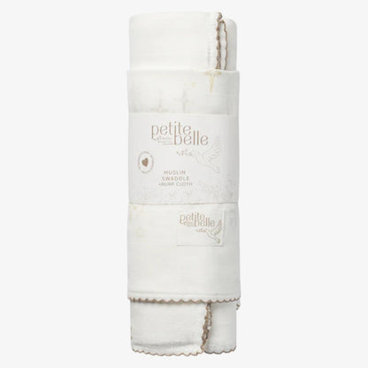 Swaddle And Burp Cloth Set - White