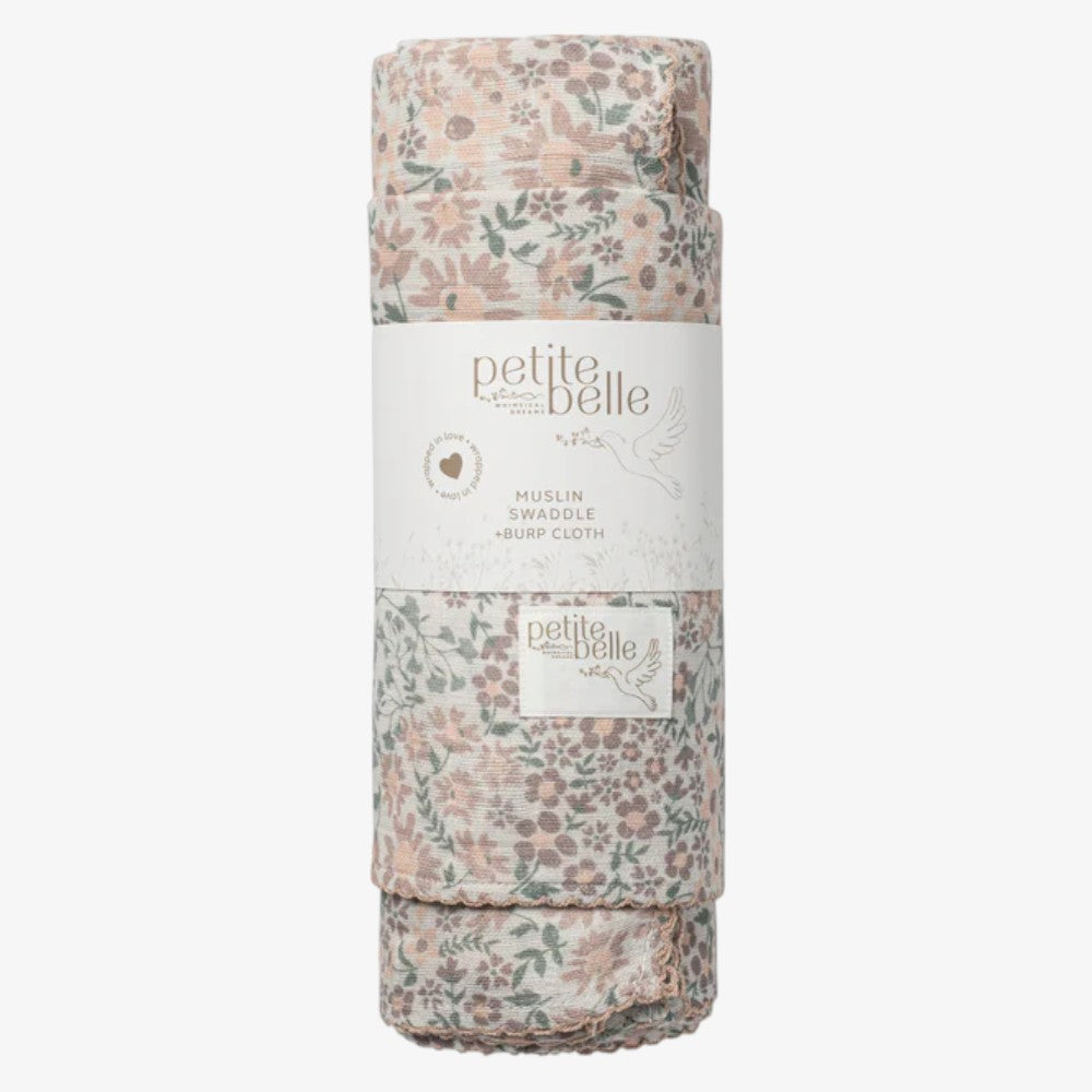 Swaddle And Burp Cloth Set - Liberty Floral