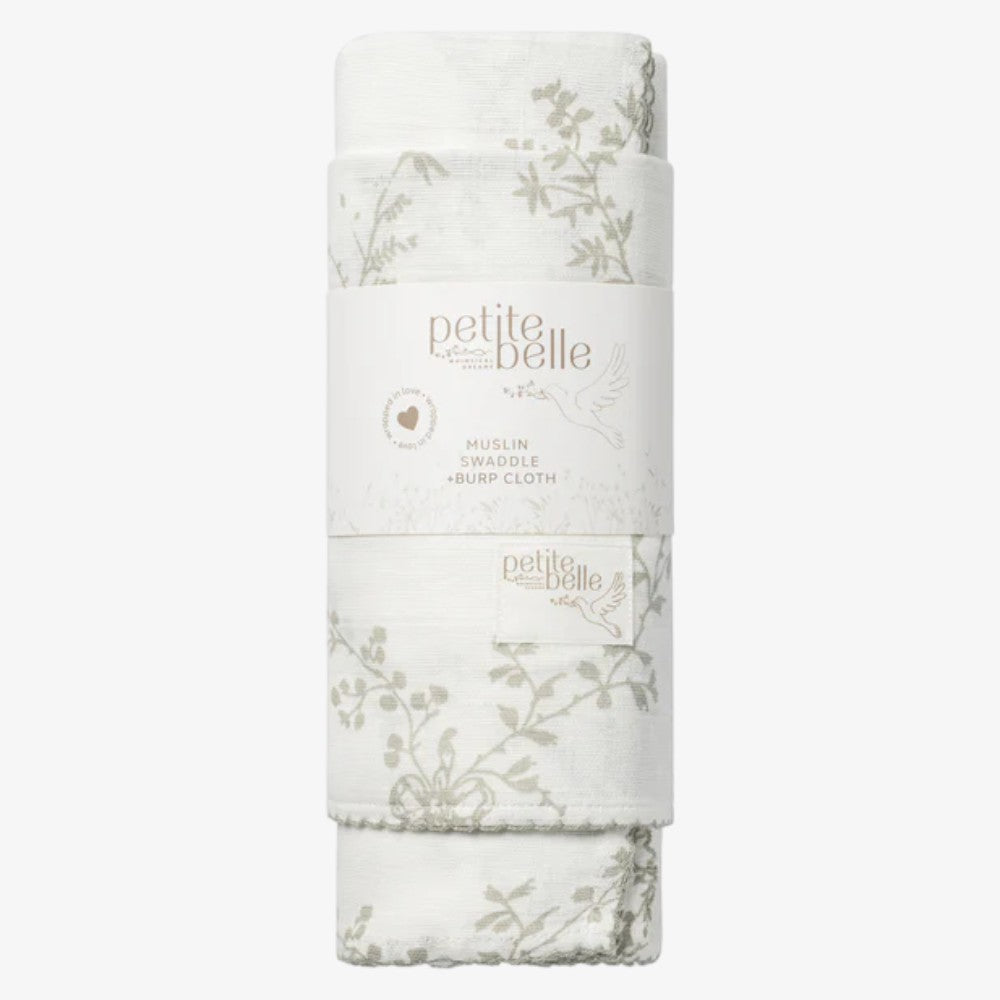 Swaddle And Burp Cloth Set - Lattice Taupe