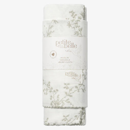 Swaddle And Burp Cloth Set - Lattice Taupe