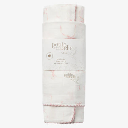 Swaddle And Burp Cloth Set - Lace Pink