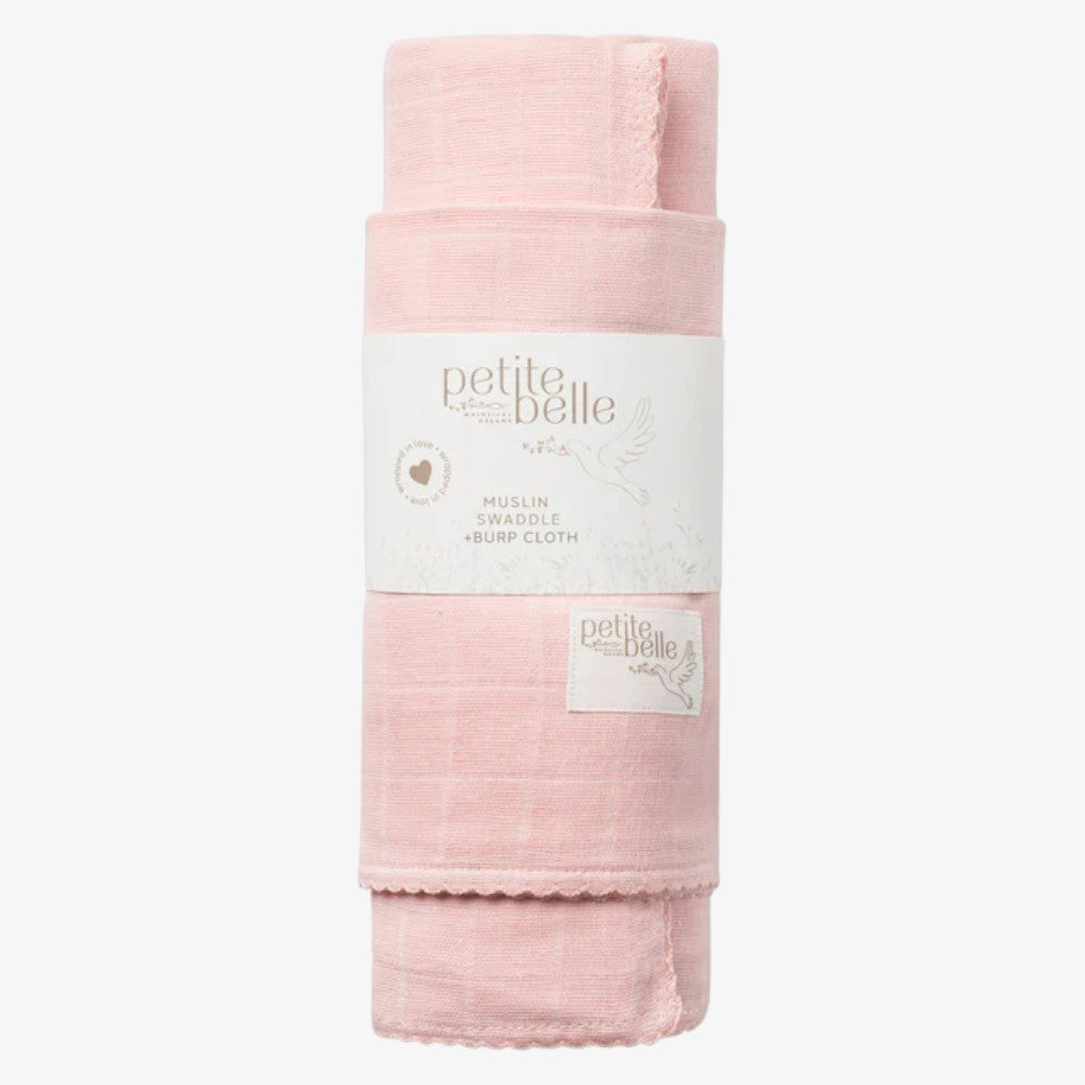 Swaddle And Burp Cloth Set - Pink