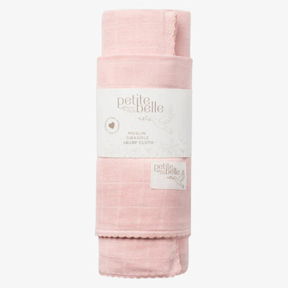 Swaddle And Burp Cloth Set - Pink