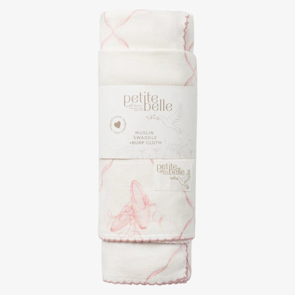Swaddle And Burp Cloth Set - Rose Ballet