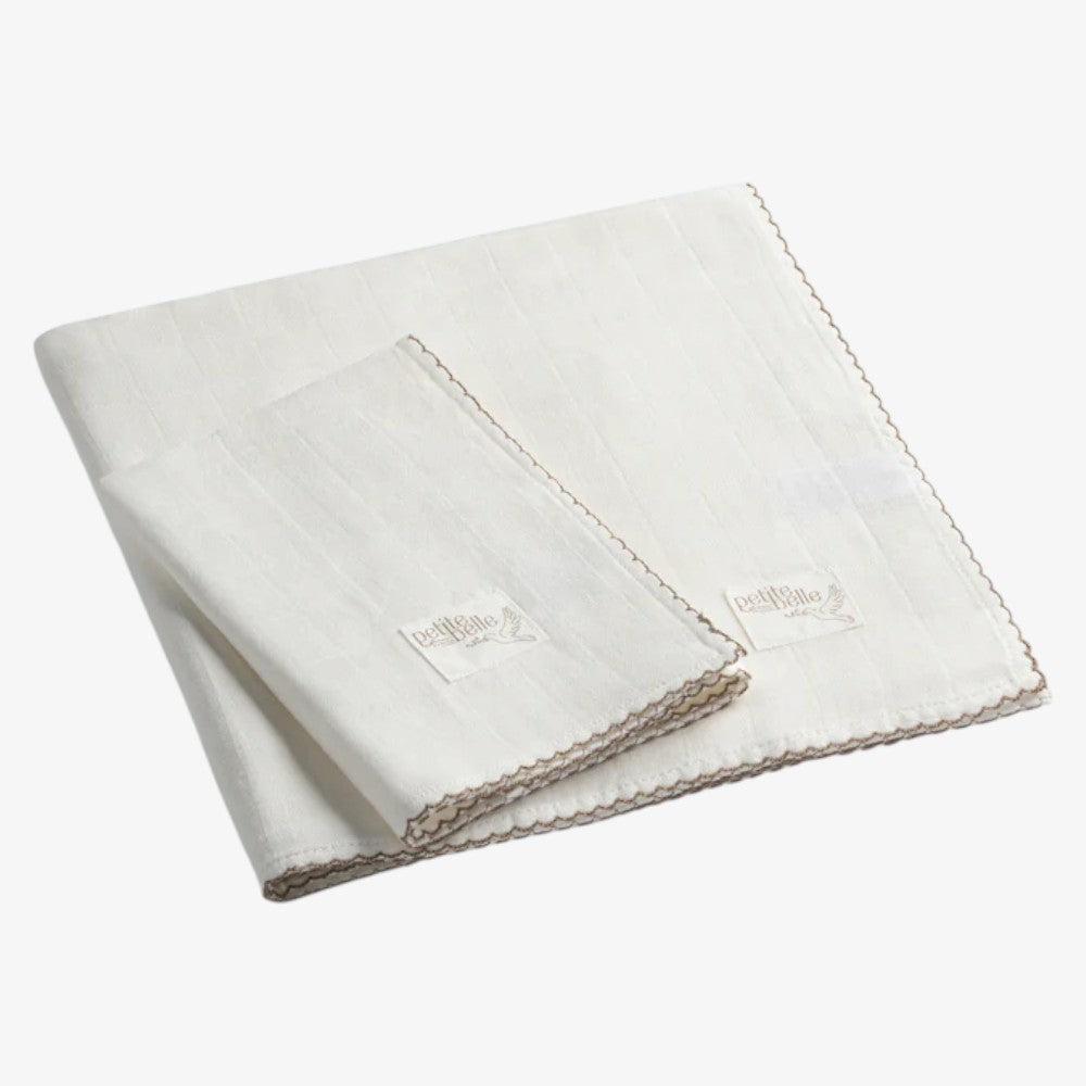 Swaddle And Burp Cloth Set - White