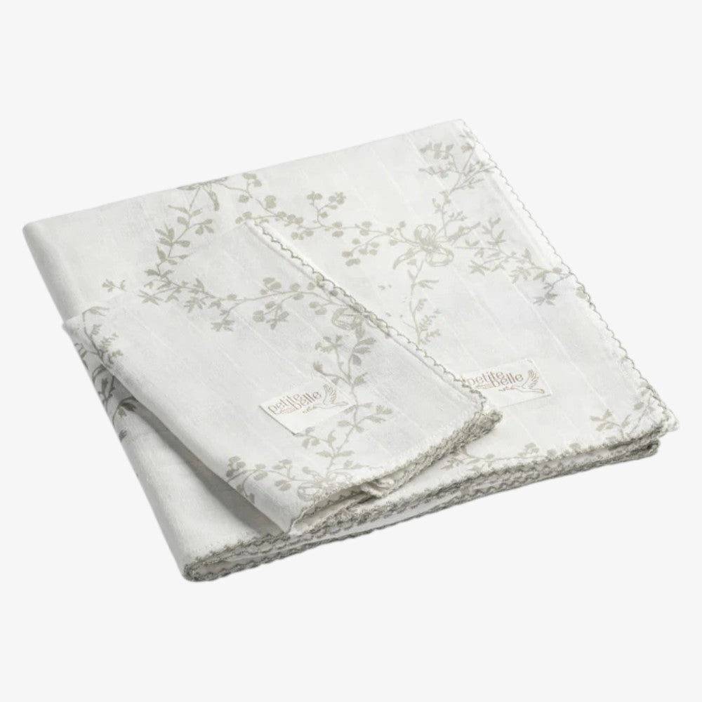 Swaddle And Burp Cloth Set - Lattice Taupe