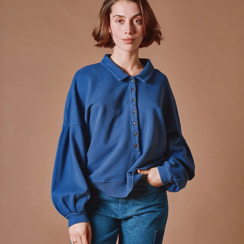 Polo Sweatshirt - Marine