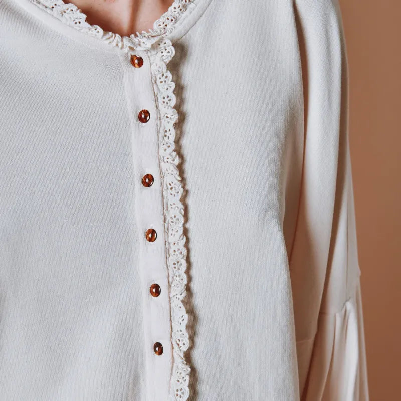 Embroidered Sweatshirt - Cream