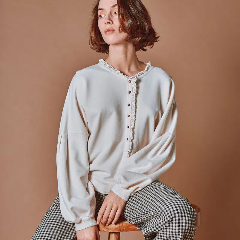 Embroidered Sweatshirt - Cream